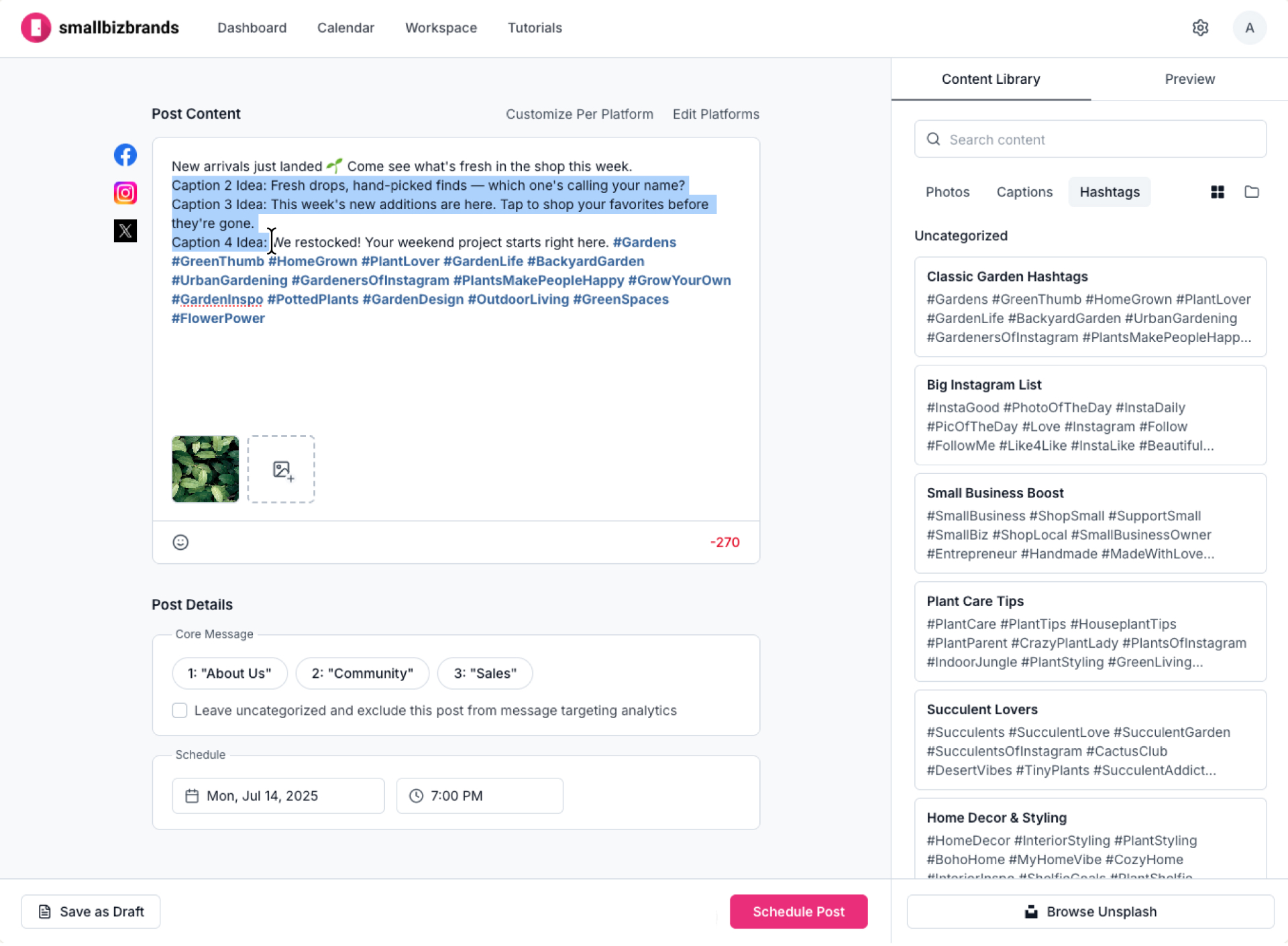 User edits content inside post editor.